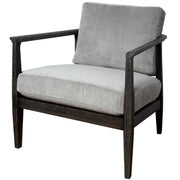 Gray modern Accent Chair by Uttermost with sleek design and upholstered fabric, ideal for contemporary living spaces.