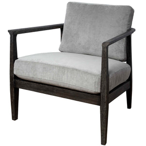 Gray modern Accent Chair by Uttermost with sleek design and upholstered fabric, ideal for contemporary living spaces.