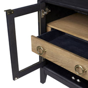 Glass Door Nightstand - Black - R&R Furniture Gallery (Fountain Valley, CA)