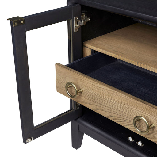 Glass Door Nightstand - Black - R&R Furniture Gallery (Fountain Valley, CA)