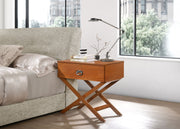 Durable Glory Furniture accent nightstand with a sleek wooden finish, featuring a single drawer and open shelf for storage.