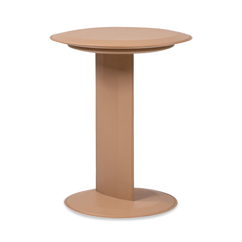 Mode - Leatherette Round C-Shaped Sofa Side Table - Saddle Brown - R&R Furniture Gallery (Fountain Valley, CA)