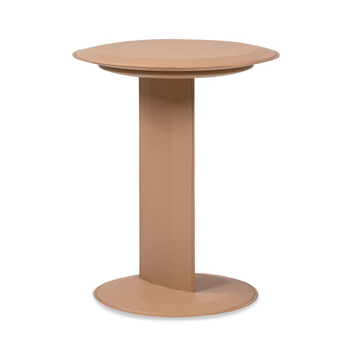 Mode - Leatherette Round C-Shaped Sofa Side Table - Saddle Brown - R&R Furniture Gallery (Fountain Valley, CA)