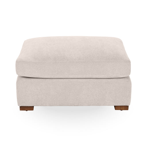 Upholstered Audrey Ottoman by Classic Home featuring a plush fabric and elegant design, perfect as a versatile accent piece.