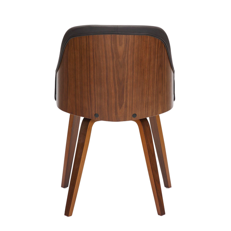 Lumi Source Bacci Mid Century Modern dining arm chair with wooden legs and upholstered seat, stylishly designed for contemporary dining rooms.
