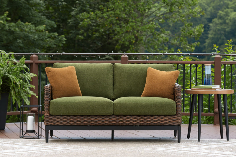 Horizon Hall - Loveseat With Cushion - Brown / Green - R&R Furniture Gallery (Fountain Valley, CA)