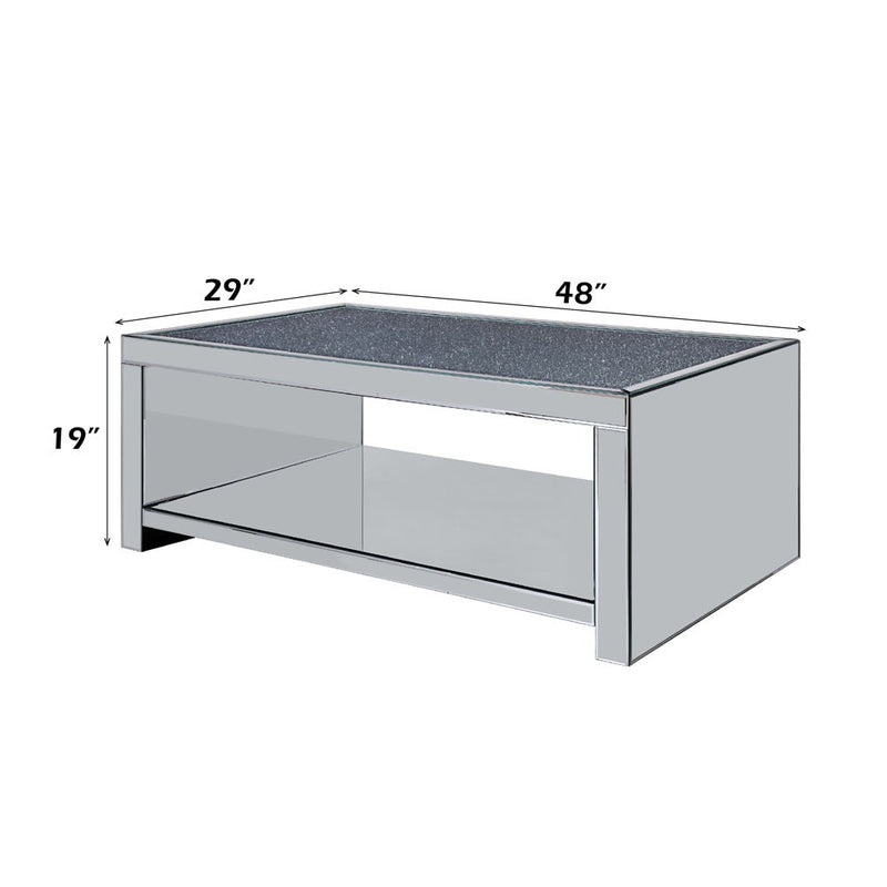 Noralie - Coffee Table - Clear Glass, Mirrored & Faux Diamonds - R&R Furniture Gallery (Fountain Valley, CA)