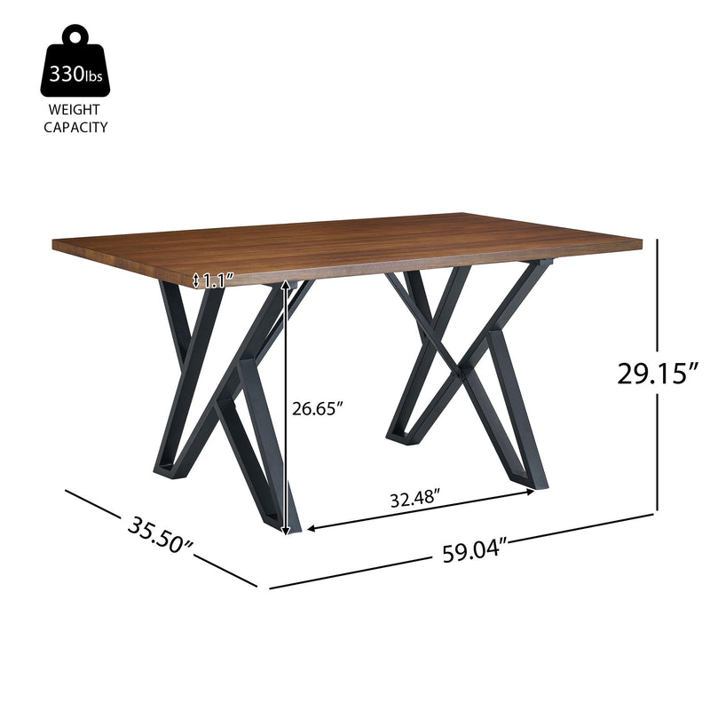 Industrial Style Indoor Dining Table With Metal Legs - Walnut / Black - R&R Furniture Gallery (Fountain Valley, CA)