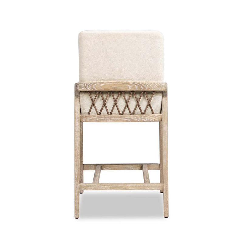 Arizona - Solid Ash Upholstered Counter Stool With Rope Detail - Creme De La Creme White - R&R Furniture Gallery (Fountain Valley, CA)
