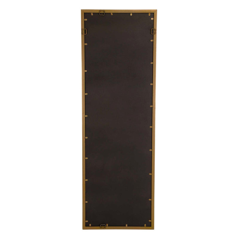 Uttermost Vilmos metallic gold wall mirror with a sleek, modern frame reflecting light and adding elegance to interior decor.