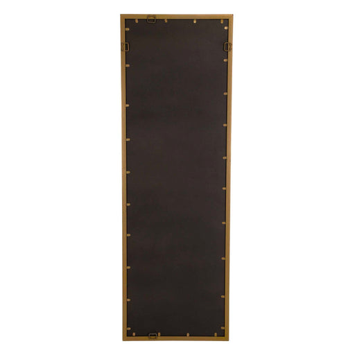 Uttermost Vilmos metallic gold wall mirror with a sleek, modern frame reflecting light and adding elegance to interior decor.