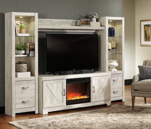 Bellaby entertainment center by Signature Design by Ashley with rustic wood finish and open shelving