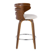 Lumi Source Cosini mid-century modern fixed height barstools with swivel, round footrest, set of 2, featuring sleek wooden design