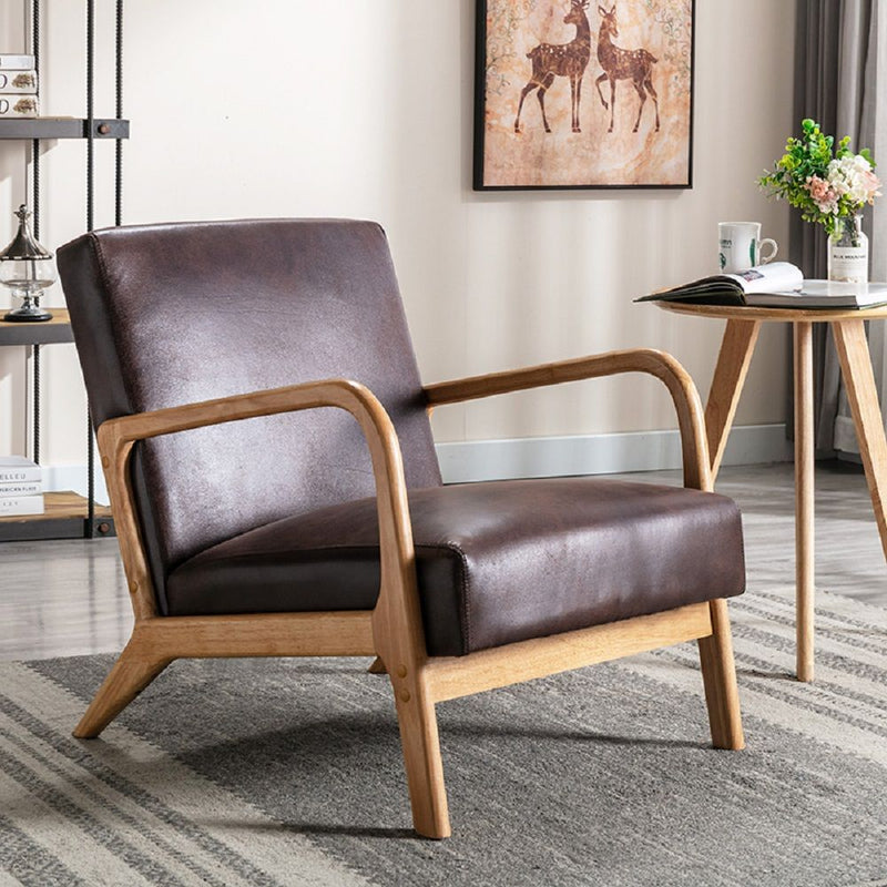Open Framed Armchair With Cushioning Brown - Dark Brown - R&R Furniture Gallery (Fountain Valley, CA)