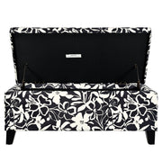 Luxury Storage Ottoman With Floral Patterned Fabric, Soft-Close Hinges, Multi Functional - R&R Furniture Gallery (Fountain Valley, CA)