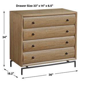 Millard - Curved 4 Drawer Chest - Woodtone