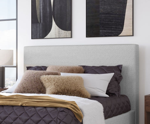 Modus Olivia queen-size upholstered headboard in linen, showcasing a soft, padded design perfect for modern bedroom decor.