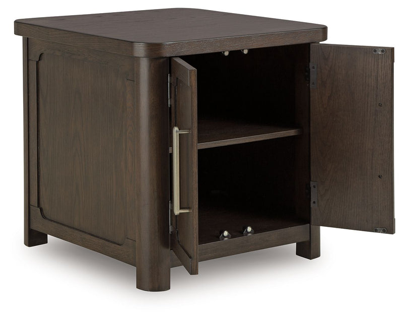 Breckington - Rectangular 2-door End Table - Dark Brown - R&R Furniture Gallery (Fountain Valley, CA)