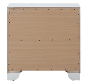 Contemporary silver champagne accent nightstand by Glory Furniture with particle board finish, featuring a sleek modern design.
