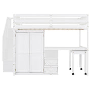 Loft Bed With Stairs, Bookshelf, Drawers, Desk & Wardrobe, Space Saving Multifunctional Furniture - R&R Furniture Gallery (Fountain Valley, CA)