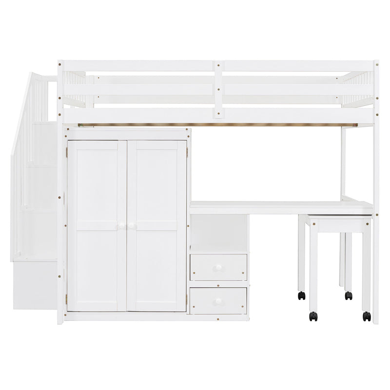 Loft Bed With Stairs, Bookshelf, Drawers, Desk & Wardrobe, Space Saving Multifunctional Furniture - R&R Furniture Gallery (Fountain Valley, CA)