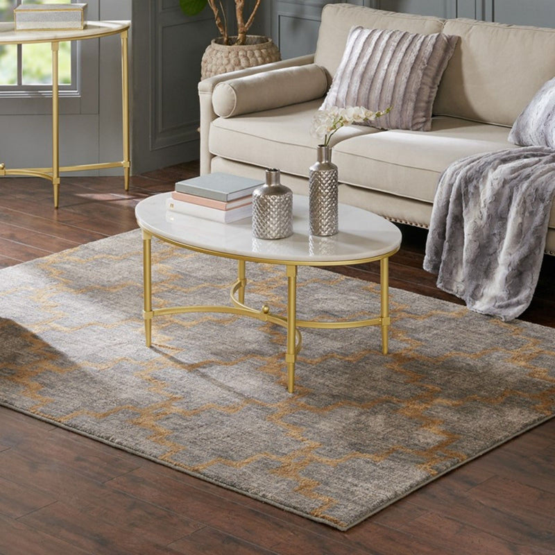 Bordeaux - Coffee Table - White / Gold - R&R Furniture Gallery (Fountain Valley, CA)