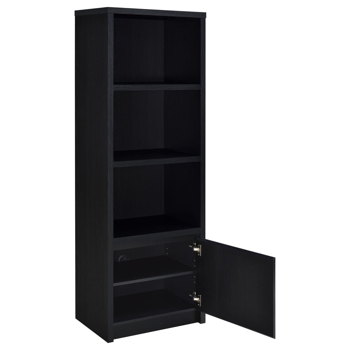 Sloat - 3 Shelf Media Tower With Cabinet Storage - Black