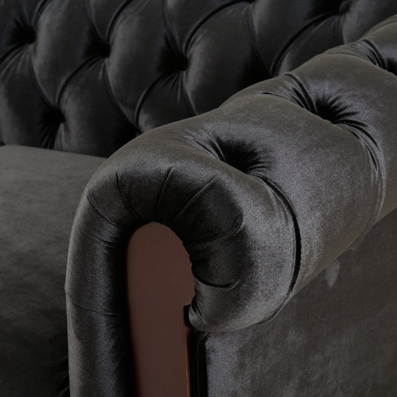 Chesterfield Loveseat Sofa, 2 Person Rolled Arm Upholstered Couch - R&R Furniture Gallery (Fountain Valley, CA)