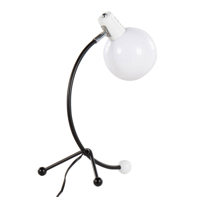 Lumi Source Eileen contemporary black and white table task lamp with adjustable arm on a desk.