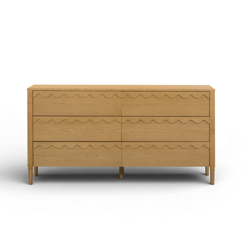 TOV Furniture Oodle 6 Drawer Dresser with sleek wood finish and modern design, featuring six spacious drawers for storage.