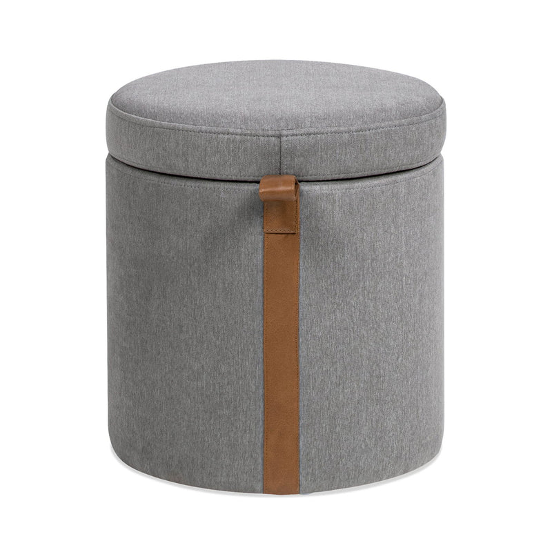 Brandy - Round Upholstered Storage Ottoman With Accent - R&R Furniture Gallery (Fountain Valley, CA)