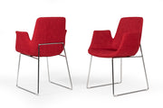 Altair Mid-Century Red Fabric Dining Chair — view 2