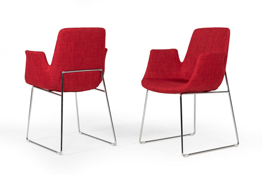 Altair Mid-Century Red Fabric Dining Chair — view 2