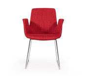 Altair Mid-Century Red Fabric Dining Chair — view 3