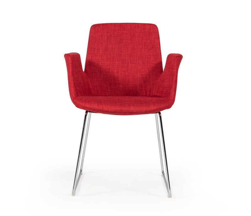 Altair Mid-Century Red Fabric Dining Chair — view 3