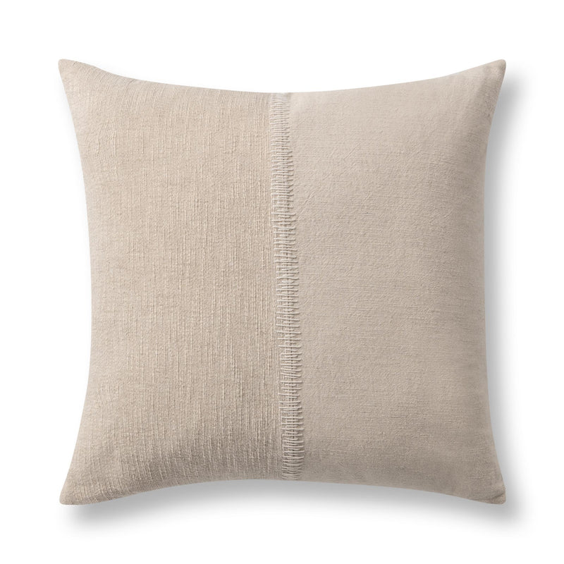 Nisha 22x22-inch natural and ivory accent pillow by Classic Home with soft fabric and subtle textured design.