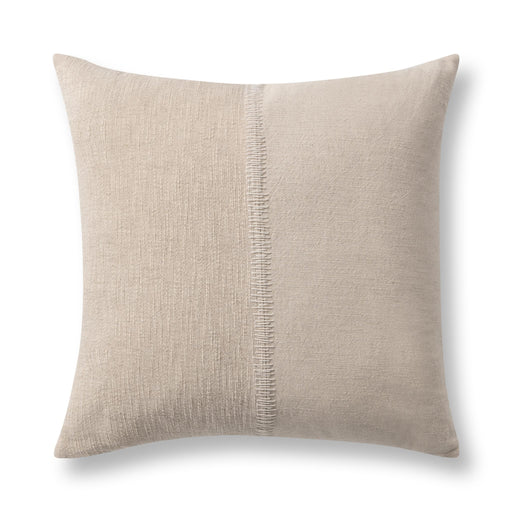 Nisha 22x22-inch natural and ivory accent pillow by Classic Home with soft fabric and subtle textured design.