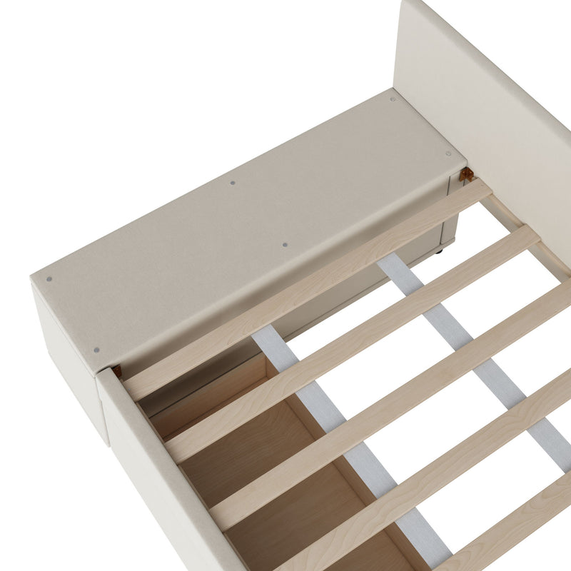 L Shaped Upholstered Platform Bed With Storage And Drawers - R&R Furniture Gallery (Fountain Valley, CA)