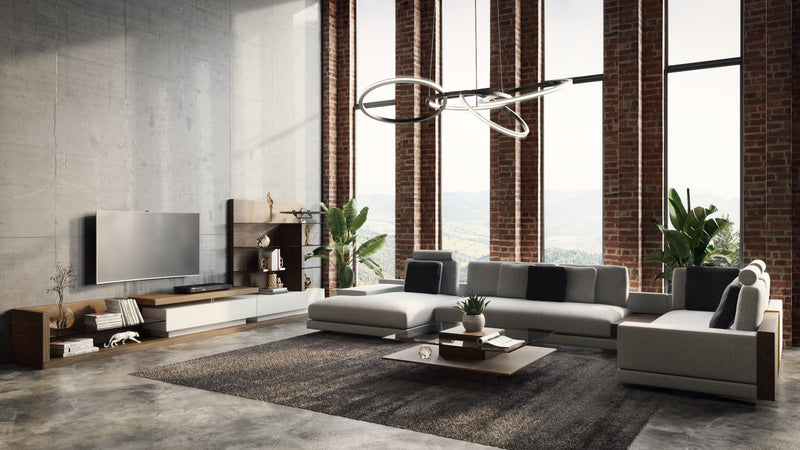 Jefferson Mid-Century Walnut and White High Gloss Entertainment Center — view 3