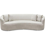 Raven Sofa in Light Cream Fabric w/ Brushed Silver Accent Trim