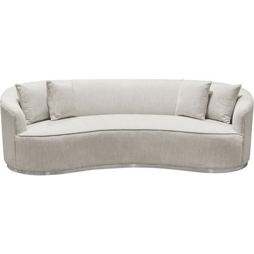 Raven Sofa in Light Cream Fabric w/ Brushed Silver Accent Trim