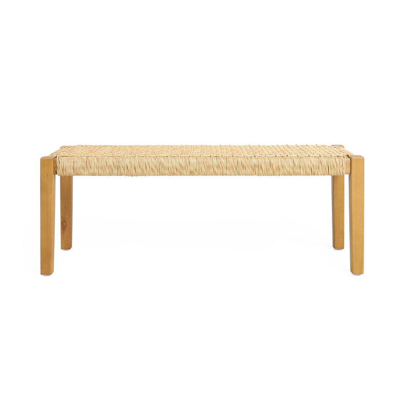 Angie - Bench Outdoor Seating Acacia Wood Faux Rattan - Teak - R&R Furniture Gallery (Fountain Valley, CA)