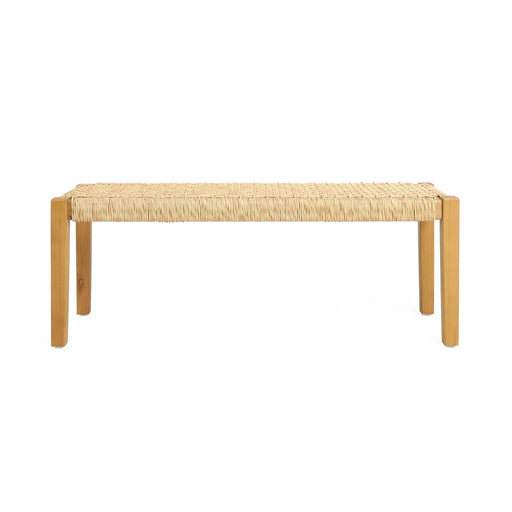 Angie - Bench Outdoor Seating Acacia Wood Faux Rattan - Teak - R&R Furniture Gallery (Fountain Valley, CA)
