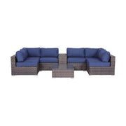 Elegant 4 Person Wicker Patio Seating Set With Cushions And Glass Top Table - R&R Furniture Gallery (Fountain Valley, CA)