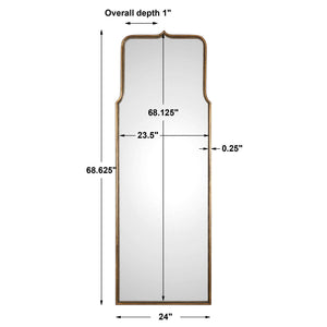 Uttermost Adelasia wall mirror with antiqued gold finish, ornate frame, and reflective glass, ideal for elegant wall decor.