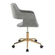 Lumi Source Margarite contemporary task desk chair with black upholstered seat and backrest, adjustable height, and sleek modern design.