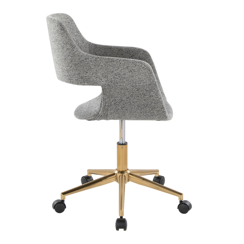 Lumi Source Margarite contemporary task desk chair with black upholstered seat and backrest, adjustable height, and sleek modern design.