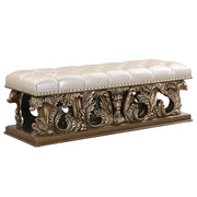 Constantine - Bench - Light Gold Synthetic Leather , Brown & Gold - R&R Furniture Gallery (Fountain Valley, CA)