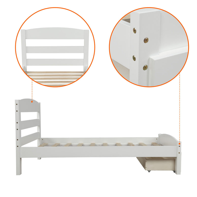 DreamHaus platform storage bed frame with wooden slats and built-in storage drawers, no box spring needed, modern bedroom furniture