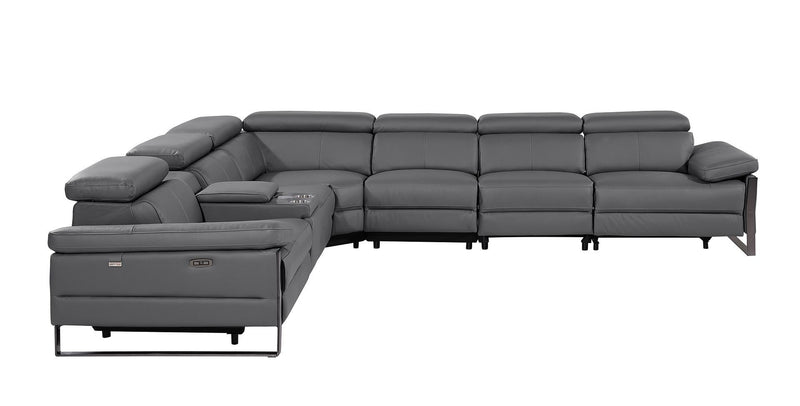 1246 - 7-Piece L-Shaped Modular Power Reclining Sectional With 4 Power Recliners And Power Headrests